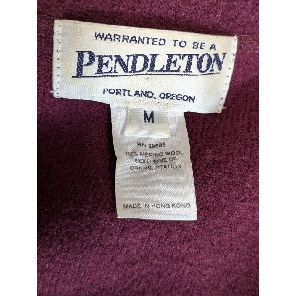 Pendleton Cardigan Sweater Burgundy Embroidered Applique Medium Grandma Floral - Picture 4 of 9